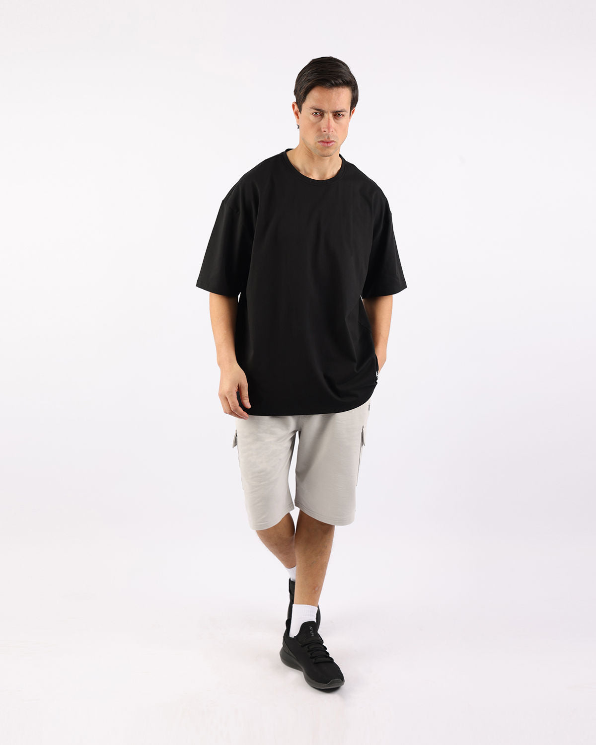 OverSized Basic Men's Black T-Shirt-Atum -29718497