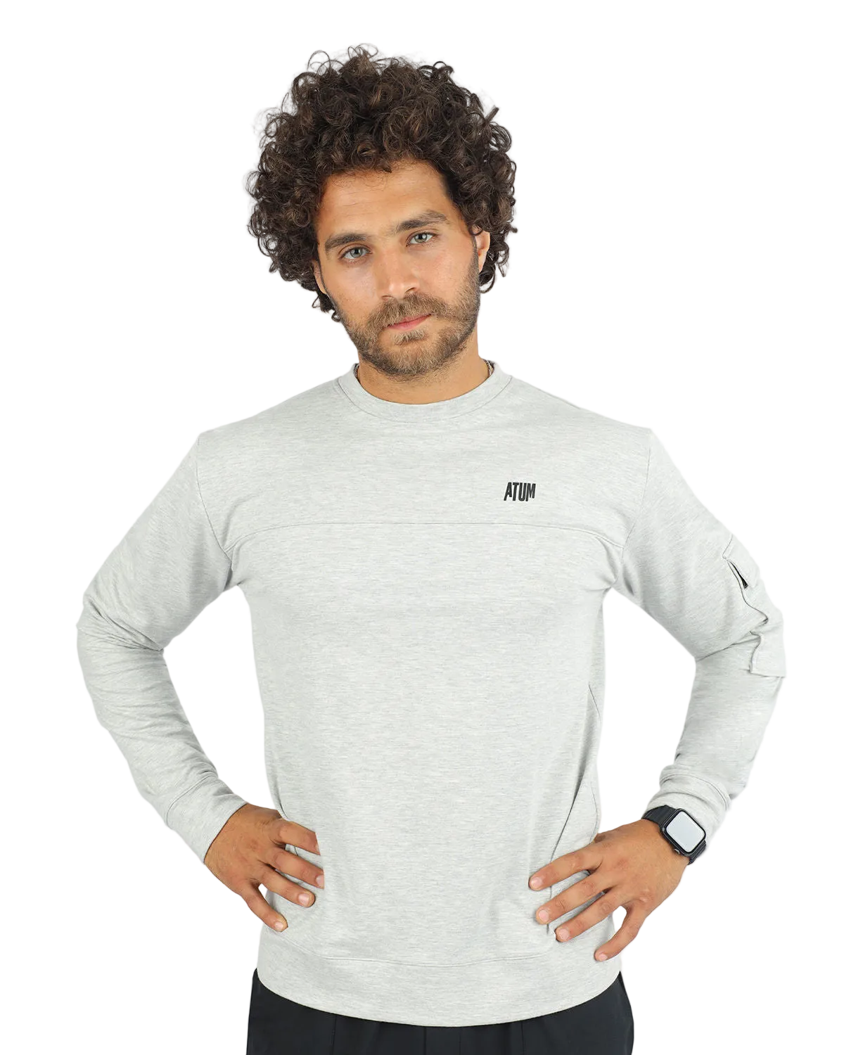 Men's Long-Sleeve Gray T-Shirt-Atum -79999665
