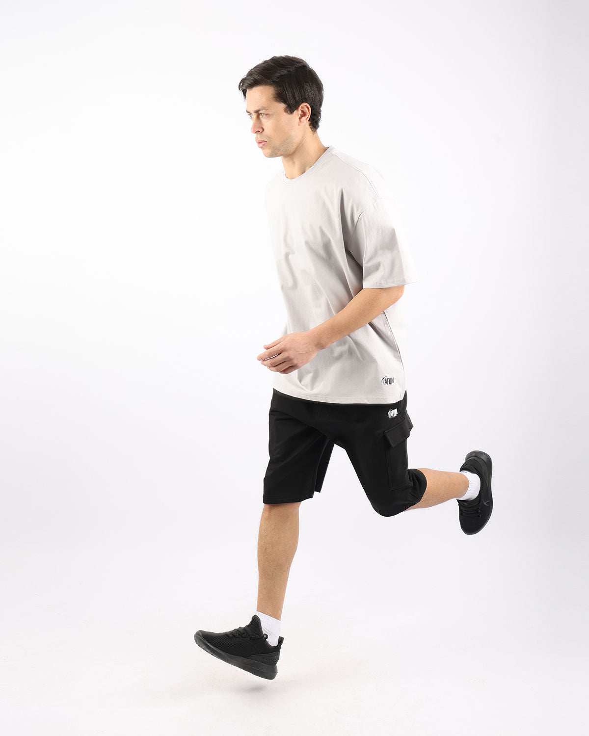 OverSized Basic Men's Light Gray T-Shirt-Atum -85948548