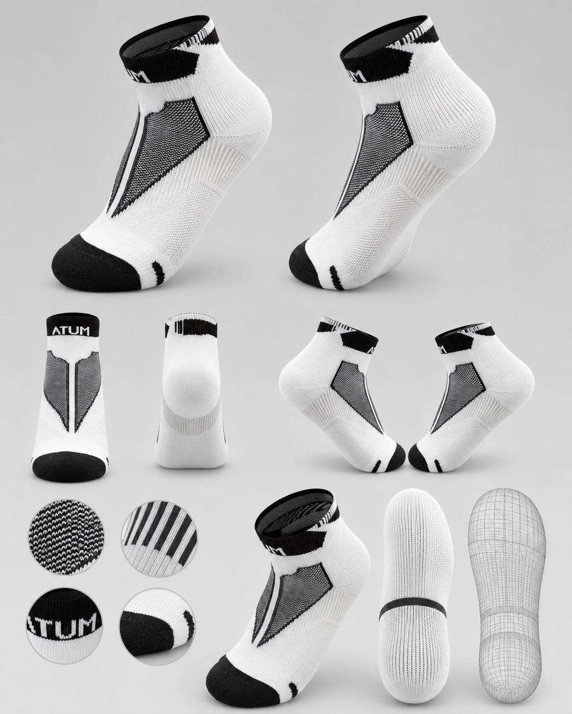 Adults Unisex Low-Cut White Training Socks