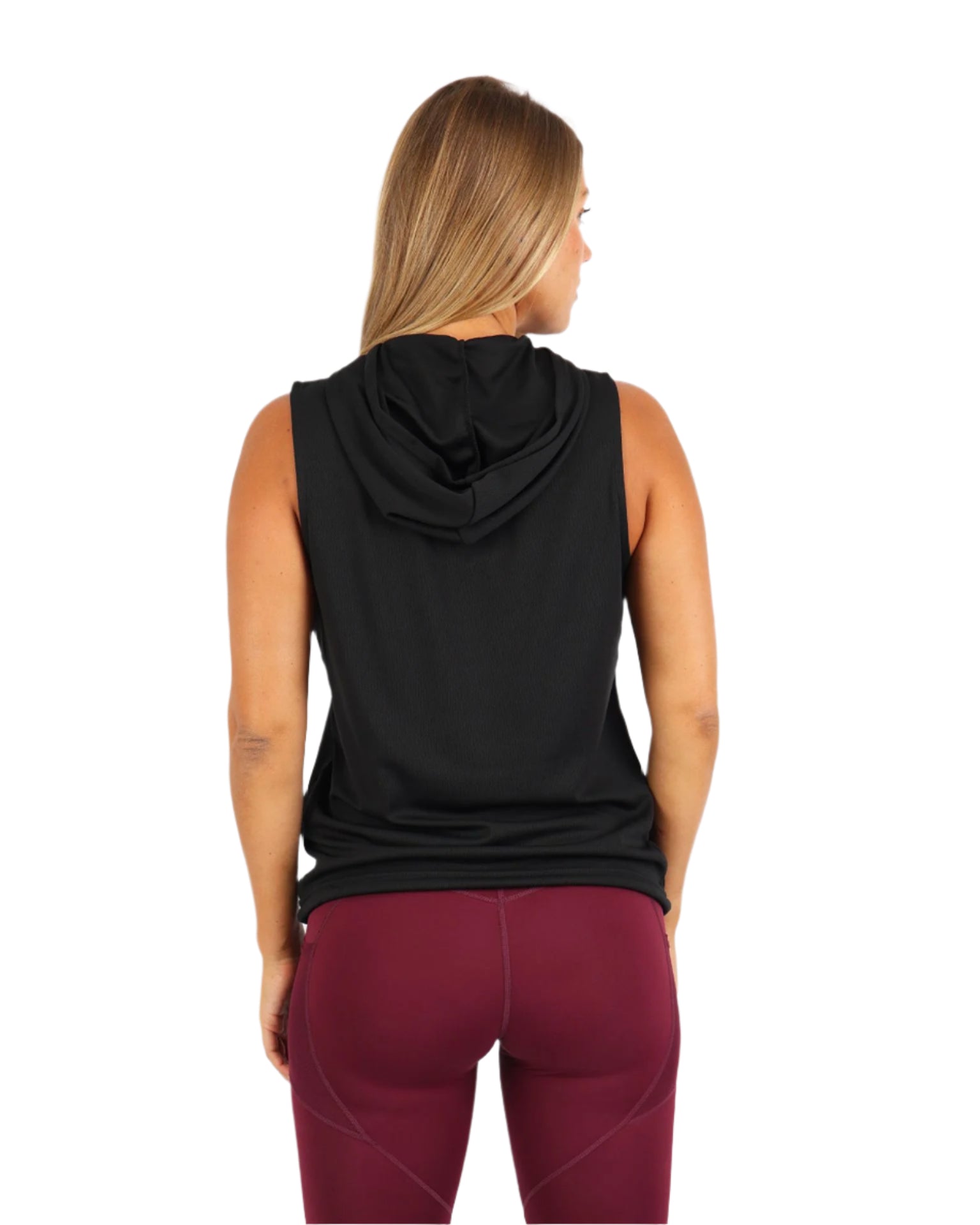 Sleeveless Breathable Black Women's Hoodie-Atum -59458295