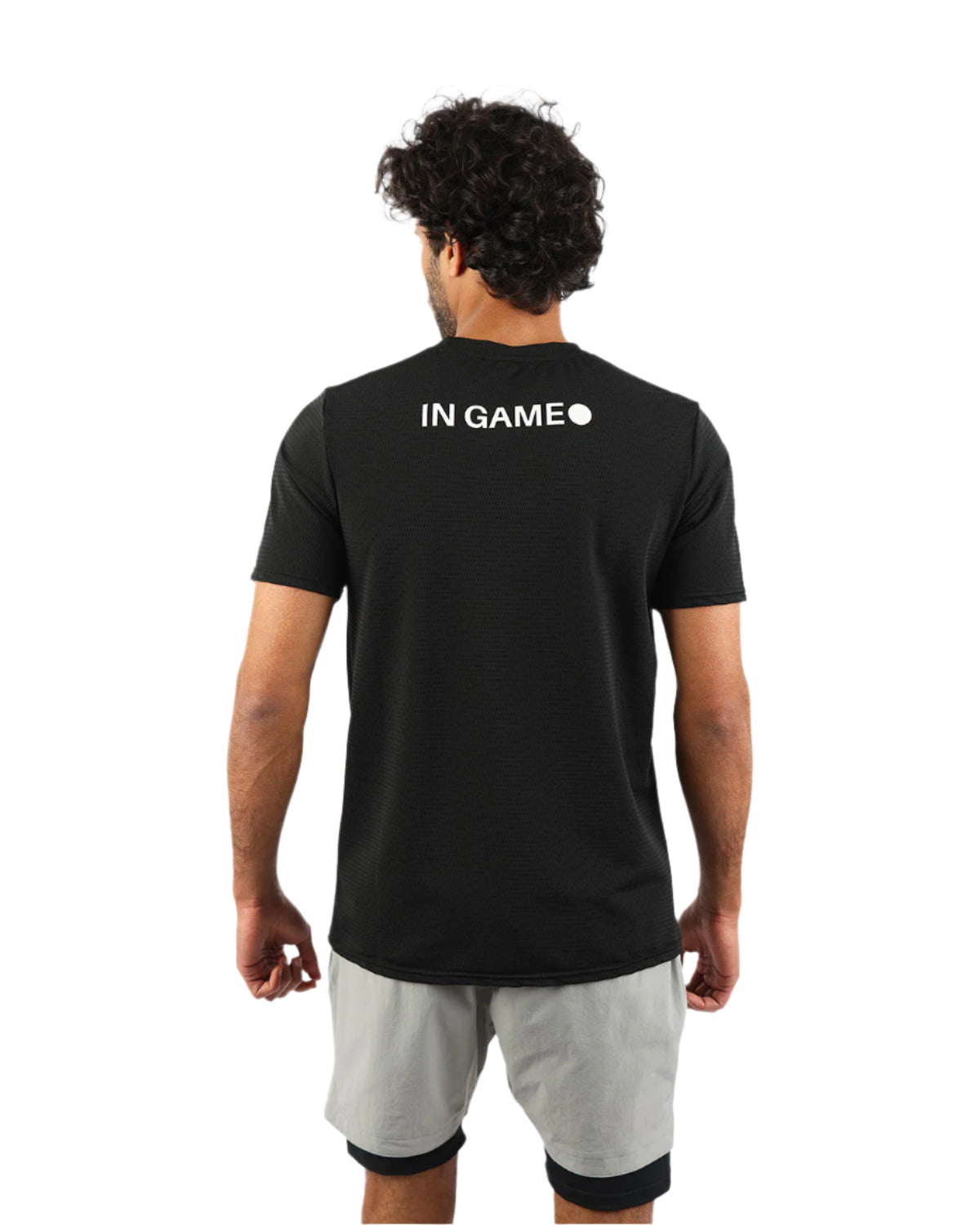 Crew Neck Short Sleeve Black Athletic Top-Atum -39151949