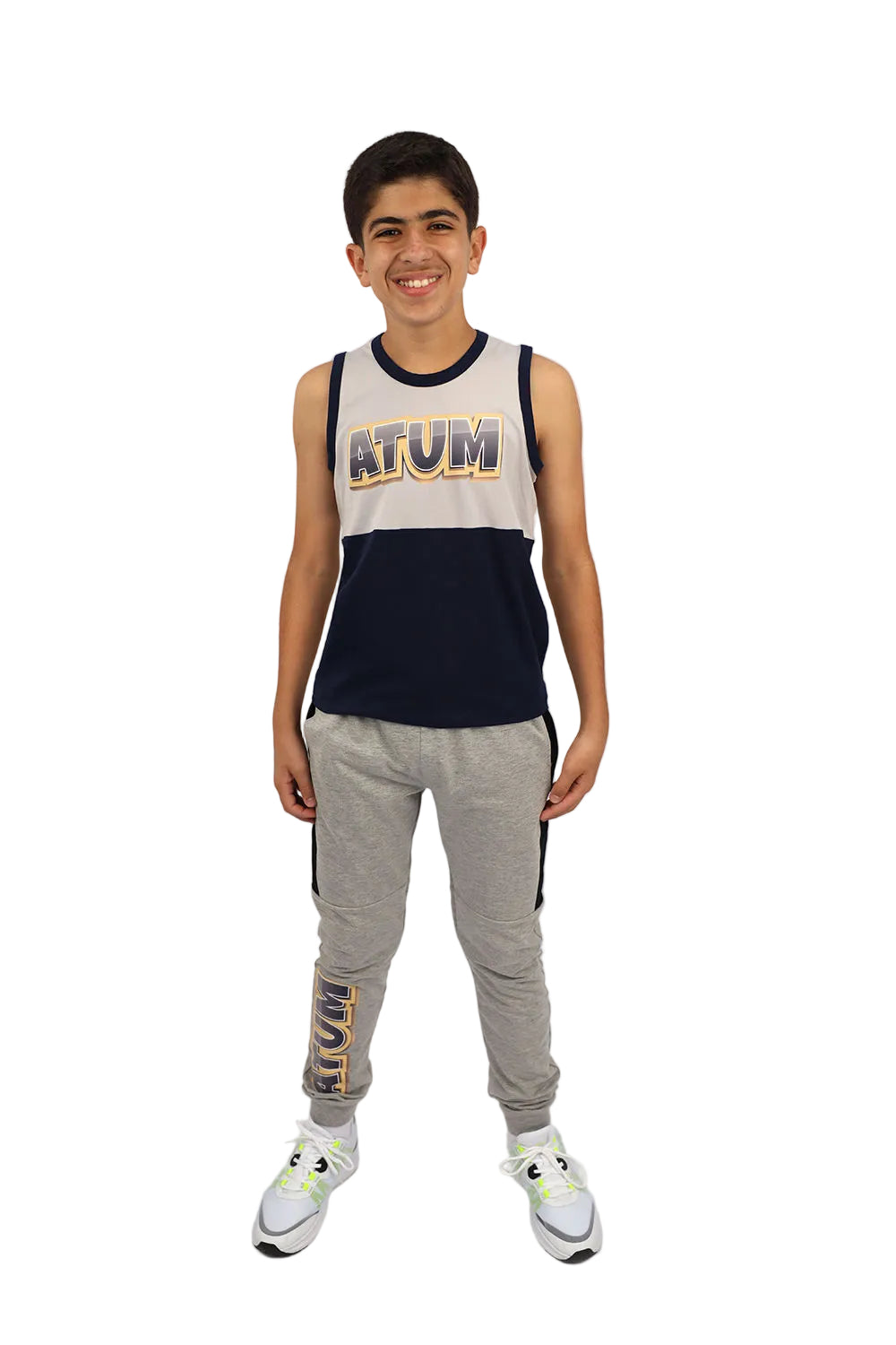 Boy's Basic Gray Sweatpants-Atum -34667440