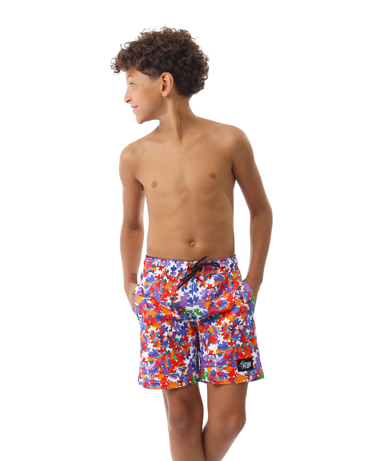 Puzzle Boy's Purple Swim Short-Atum -91512248