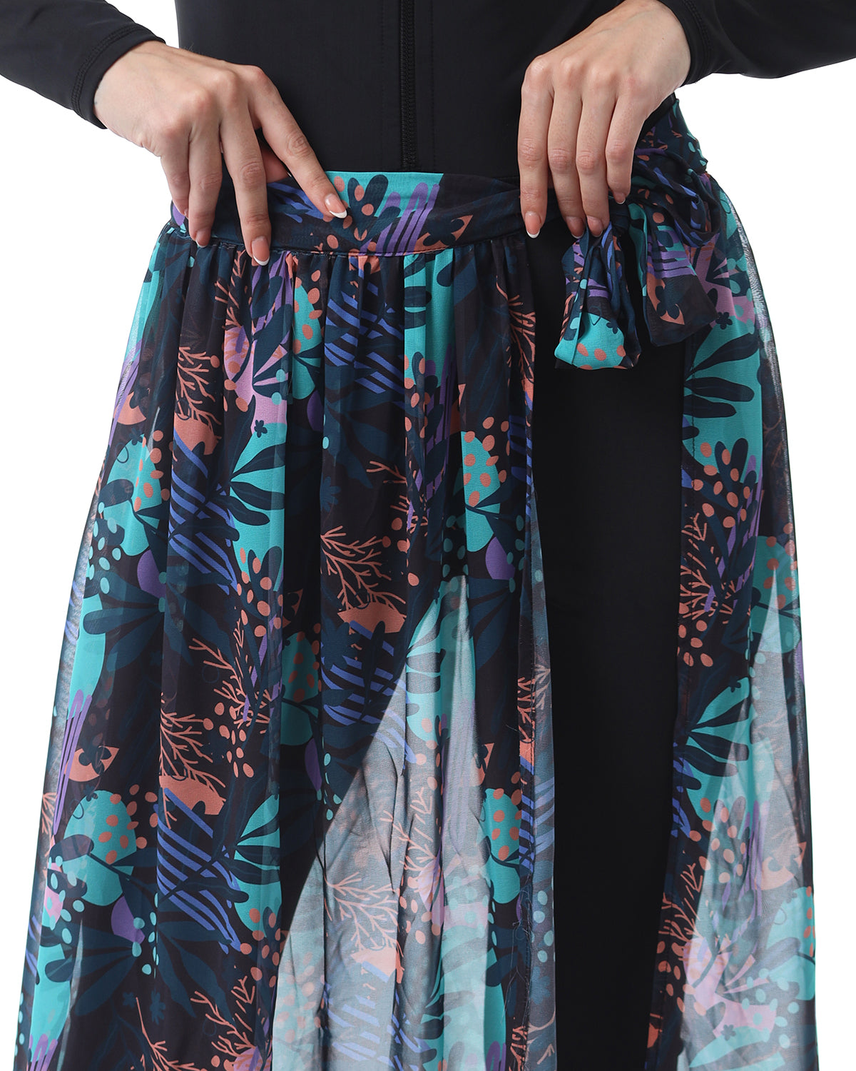 Tropical Night Aqua Cover-Up Skirt-Atum -29836065