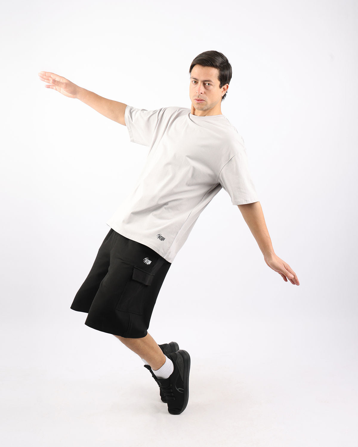 OverSized Basic Men's Light Gray T-Shirt-Atum -54460663