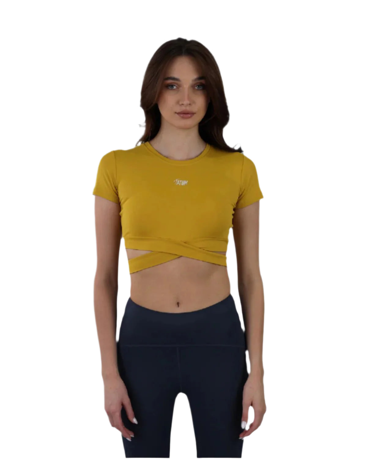 Twisted Short Sleeves Yellow Crop Top-Atum -2350496