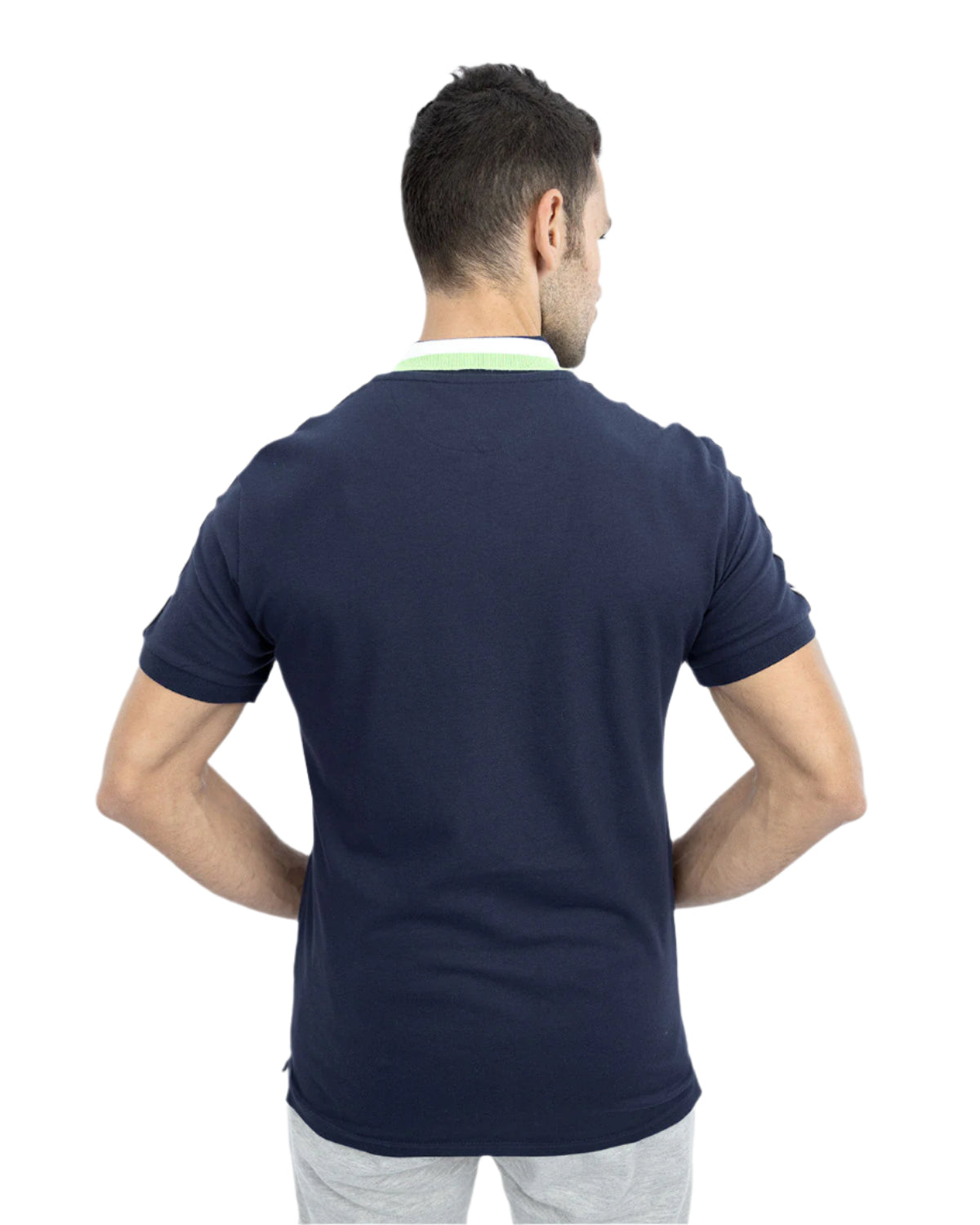 Men's Stripped Neck Polo T-Shirt-Atum -60007812