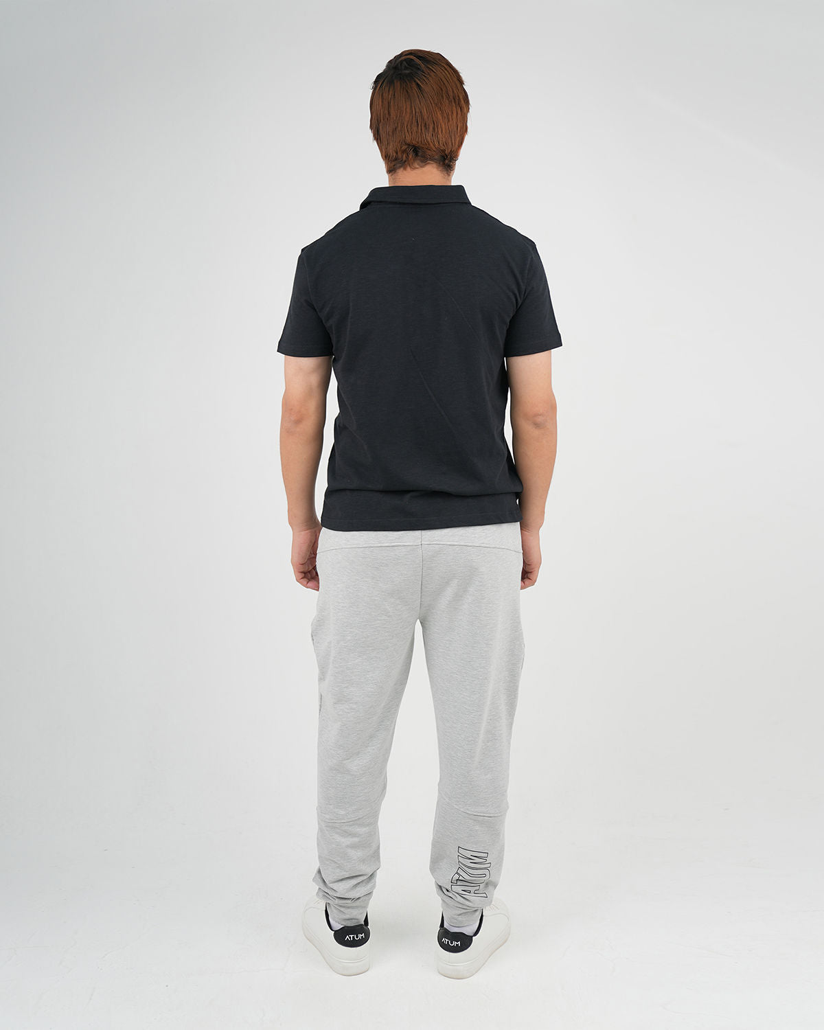 Comfort Slub Black Polo Shirt-Atum -98856825