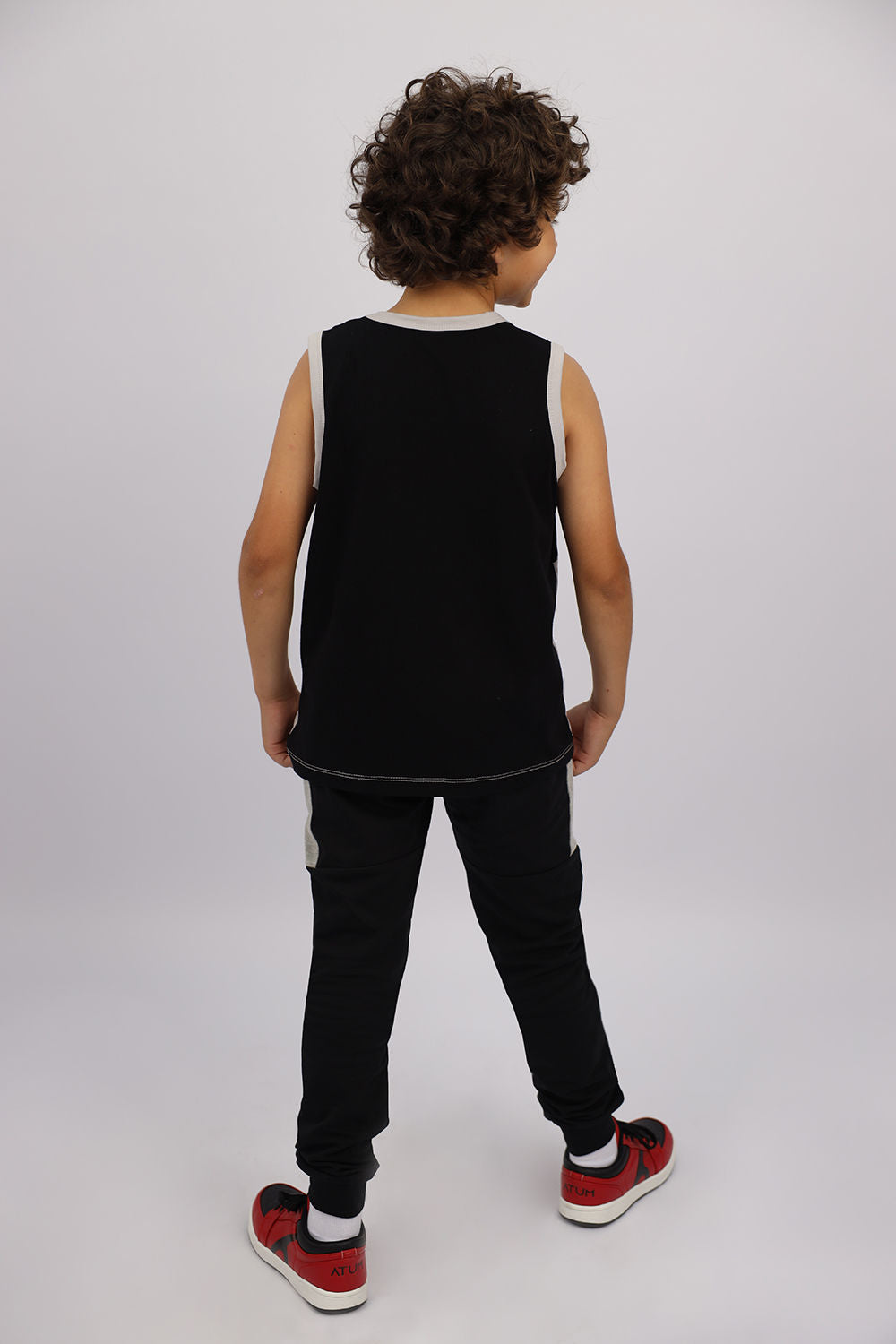 Boy's Basic Black Sweatpants-Atum -57050328