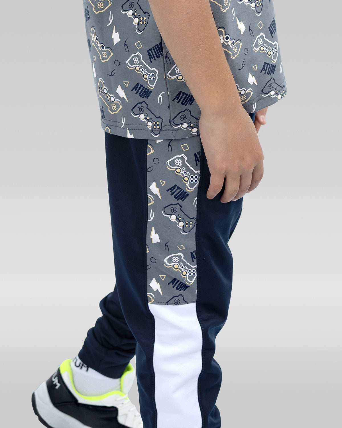 Boy's Graphic Navy Sweatpants-Atum -9246081