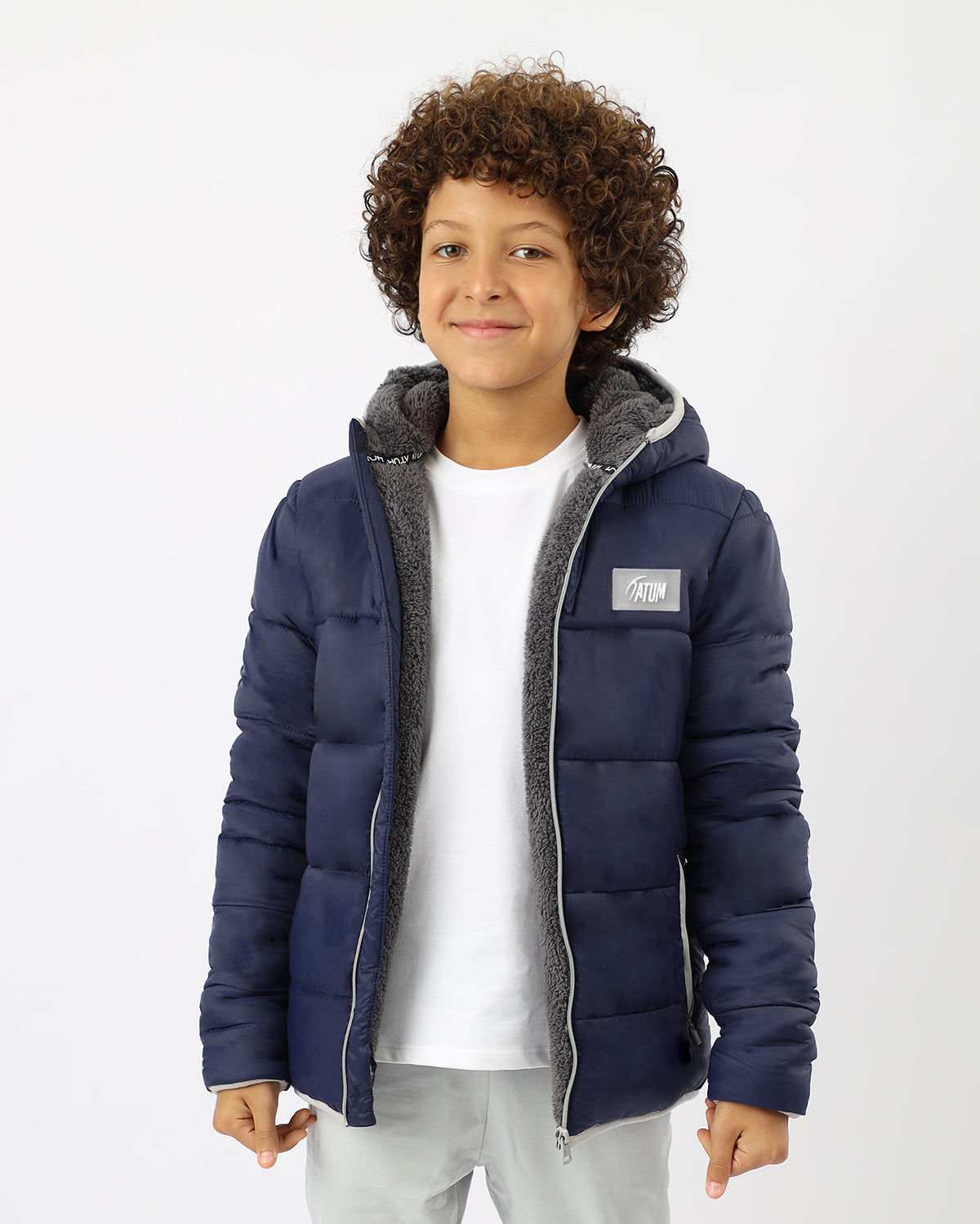 Hooded Puffer Boy's Navy Jacket-Atum -31195263