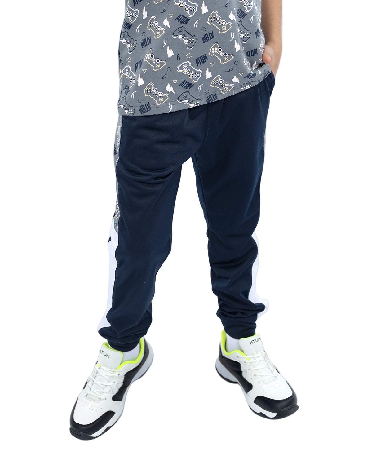 Boy's Graphic Navy Sweatpants-Atum -85752377