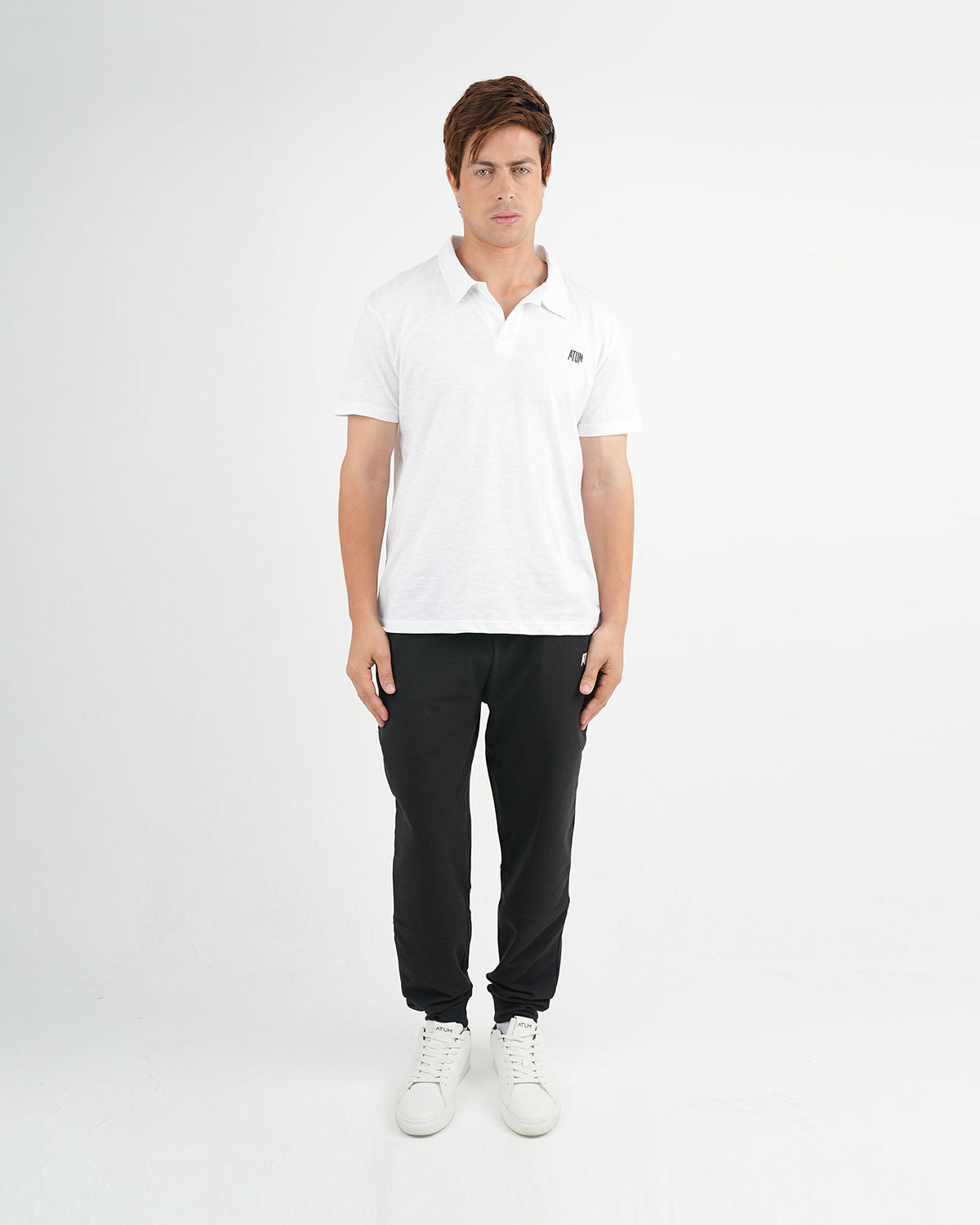 Comfort Slub White Polo Shirt-Atum -19088793