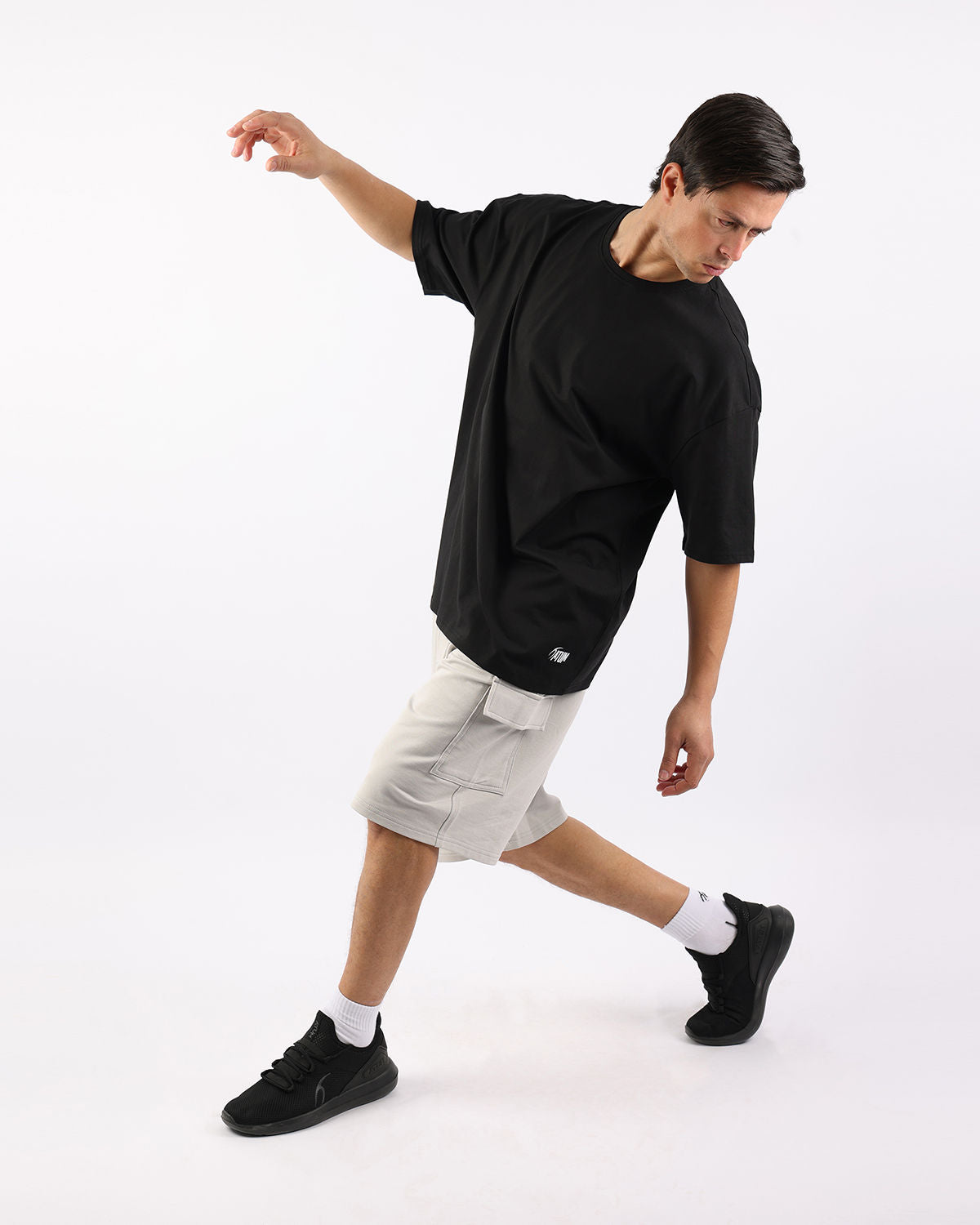 OverSized Basic Men's Black T-Shirt-Atum -87455499