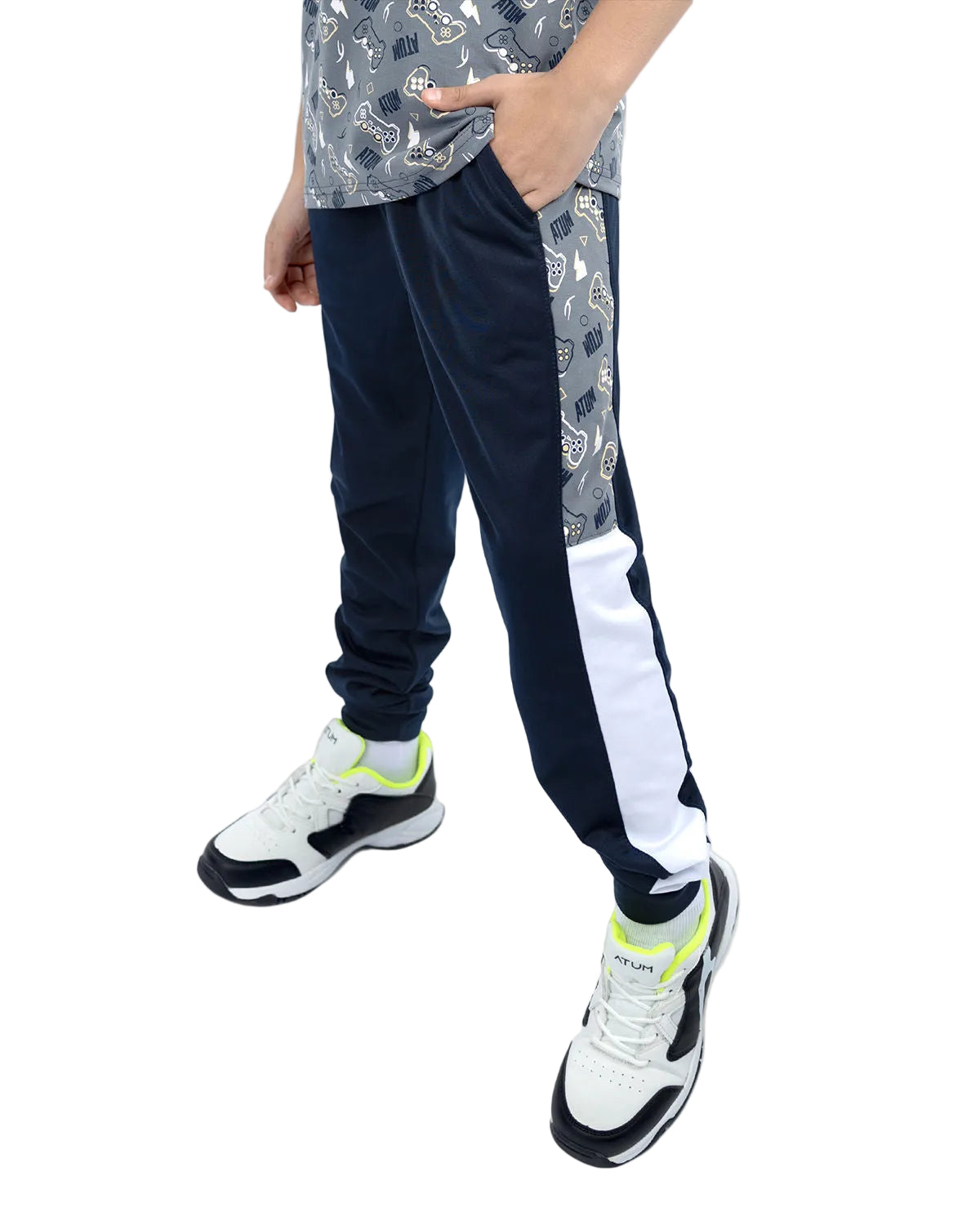 Boy's Graphic Navy Sweatpants-Atum -91152920