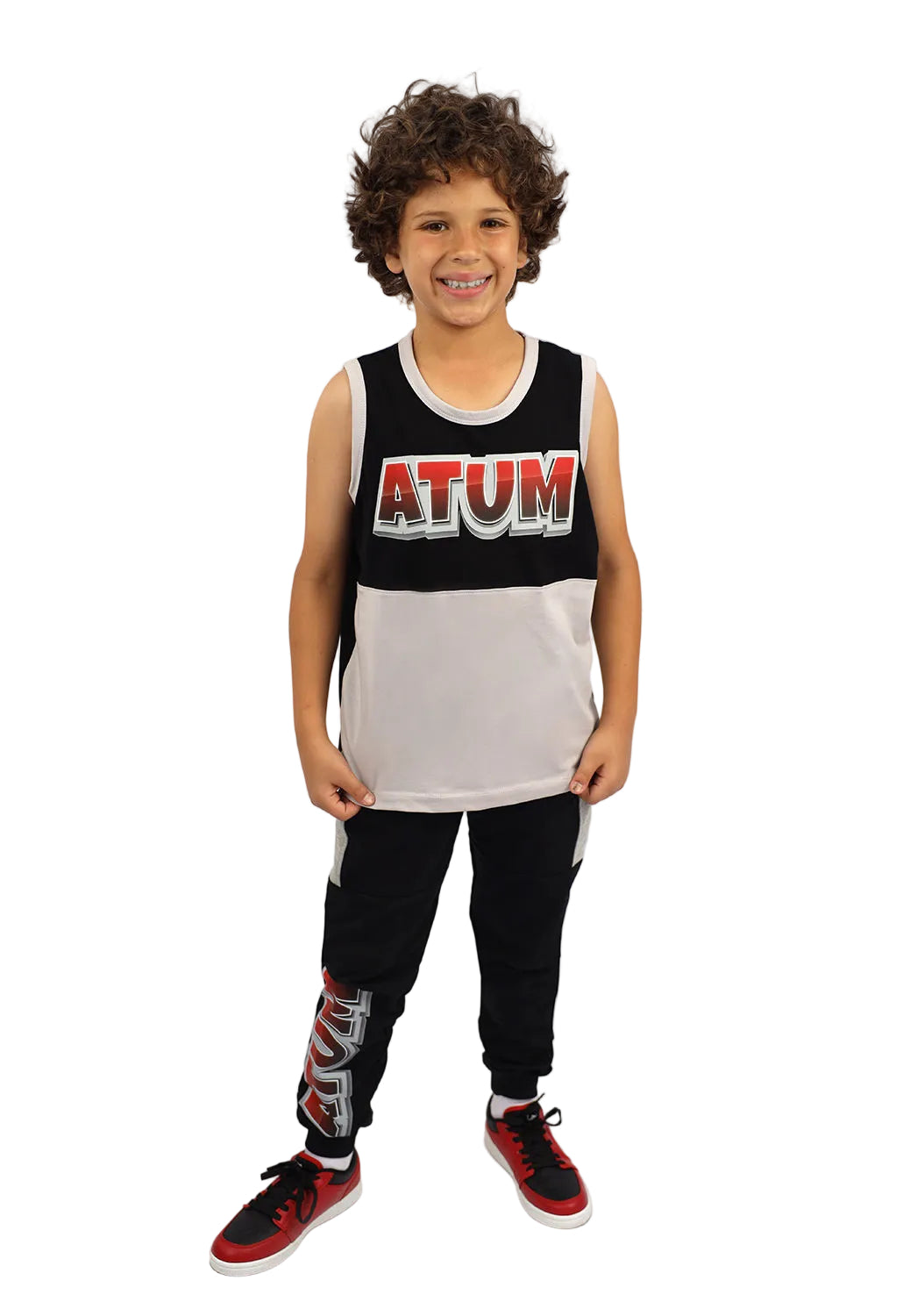 Boy's Basic Black Sweatpants-Atum -94150069