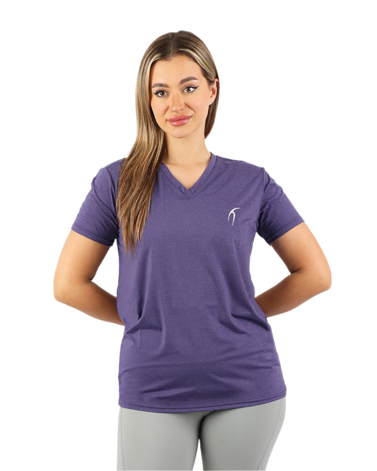 V Neck Training Purple Top-Atum -34027367