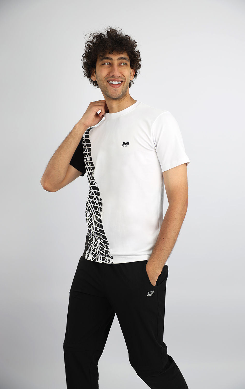Futuristic Crew-Neck White T-Shirt