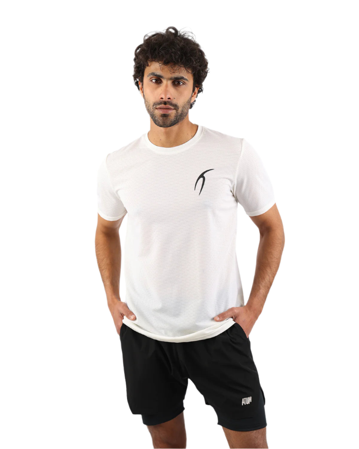 Crew Neck Short Sleeve Black Athletic Top-Atum -64239386