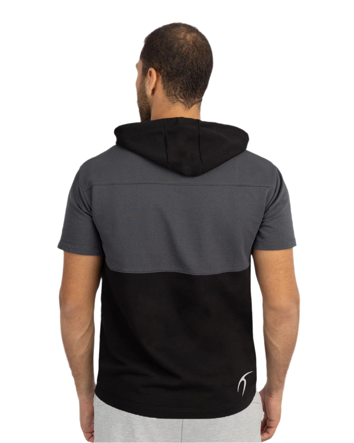 Half Sleeve Gray Hoodie-Atum -7331646
