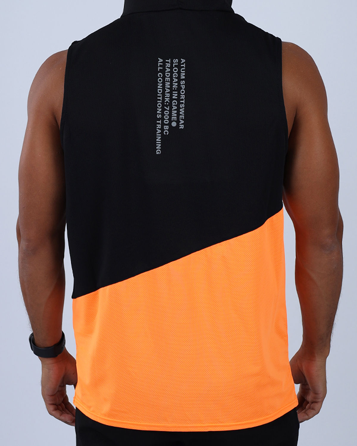 Sleeveless Breathable Orange Hoodie-Atum -68026831