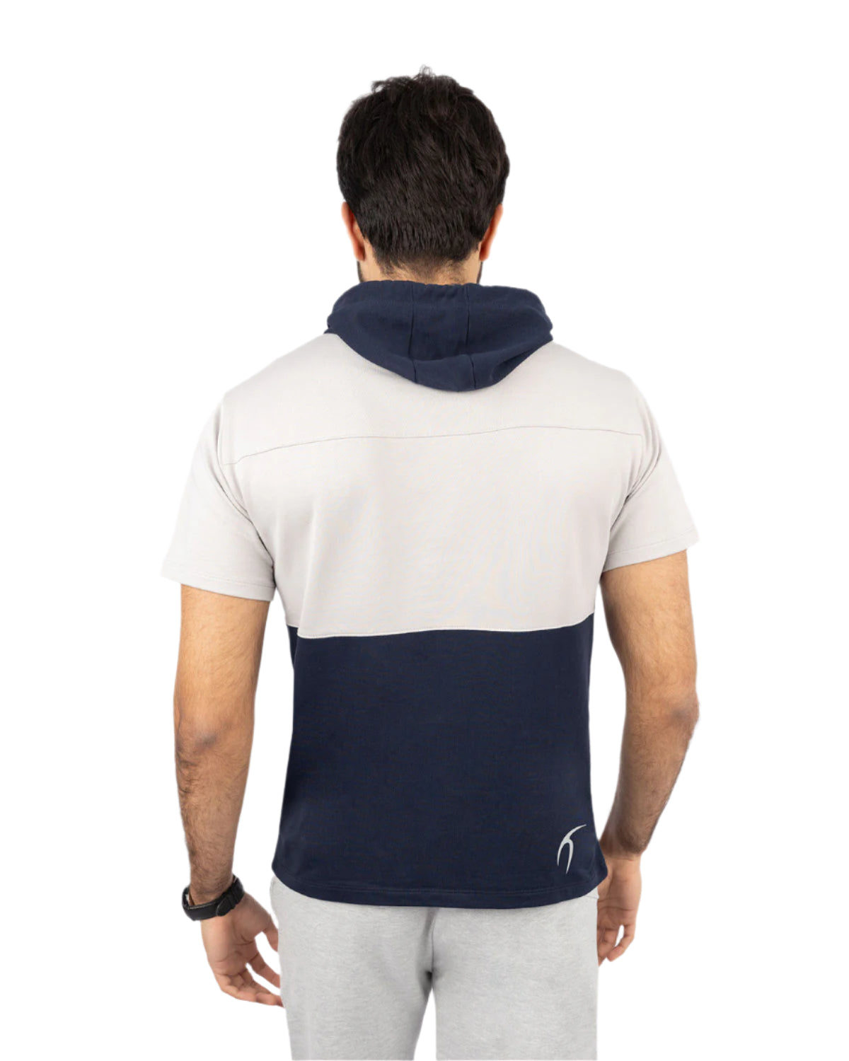 Half Sleeve Light Gray Hoodie-Atum -91973118