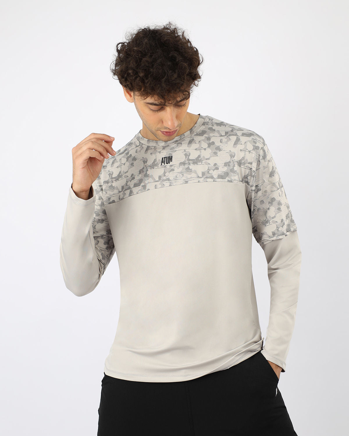 Men's Fitness Light Gray Top-Atum -78700562
