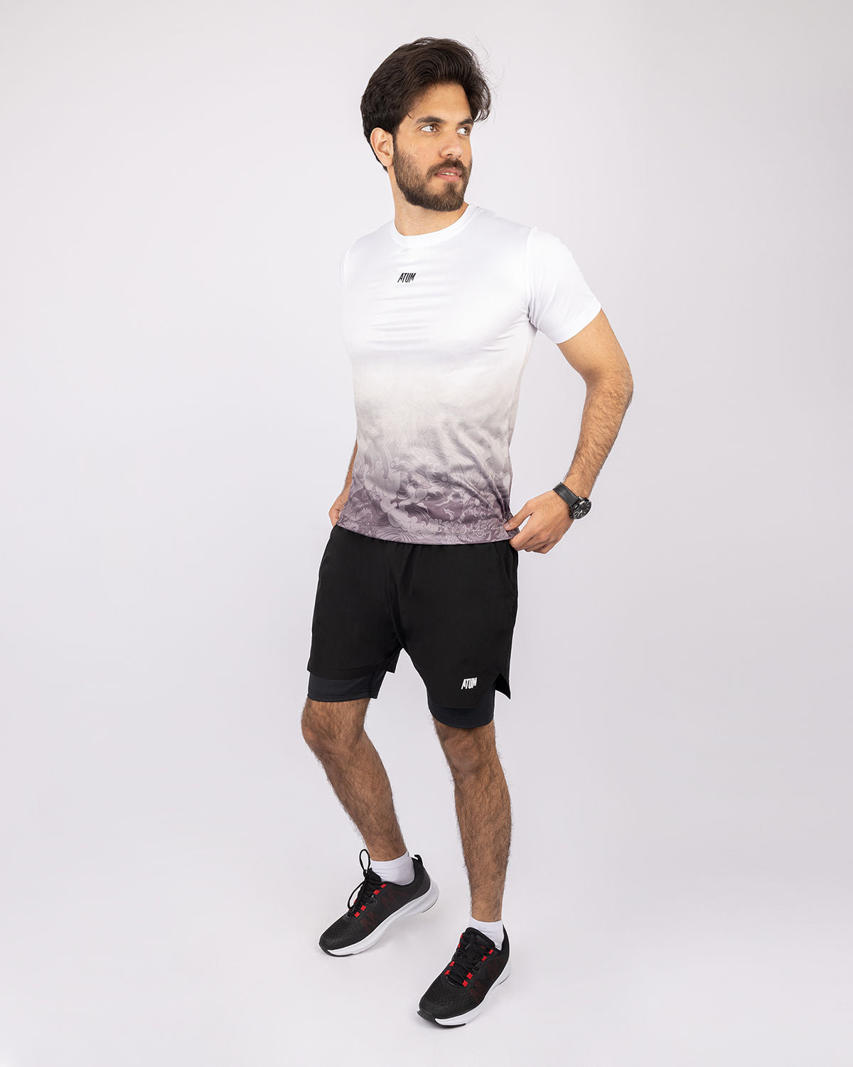 Round Printed Gray T-Shirt-Atum -75261121