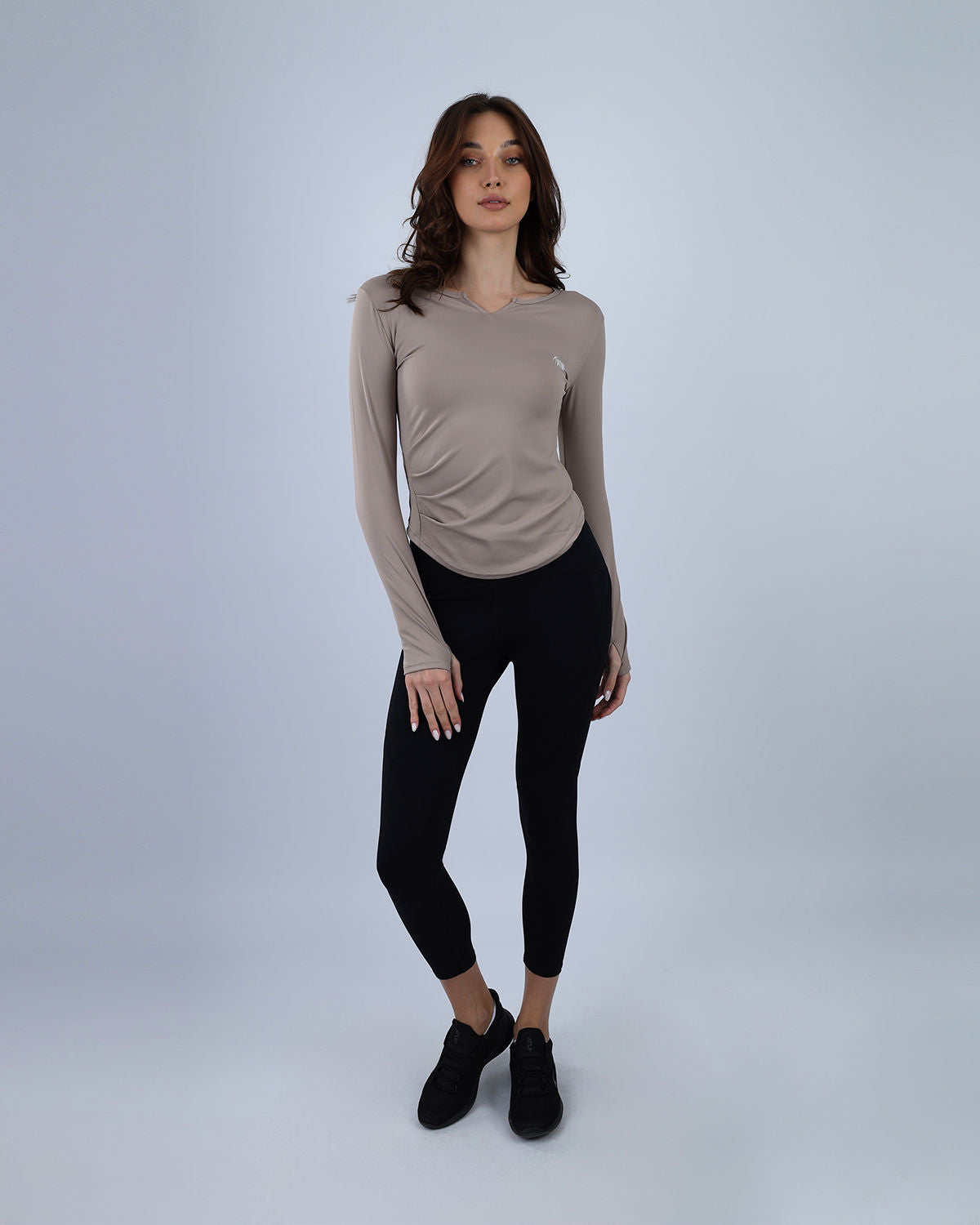 Elegance Women's Coffee Long-Sleeve Top-Atum -69106260