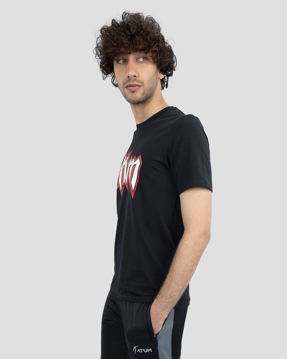 Men's Graphic Logo Black T-Shirt-Atum -73164564