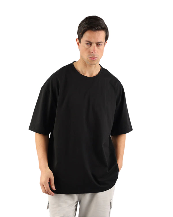 OverSized Basic Men's Black T-Shirt-Atum -51043214