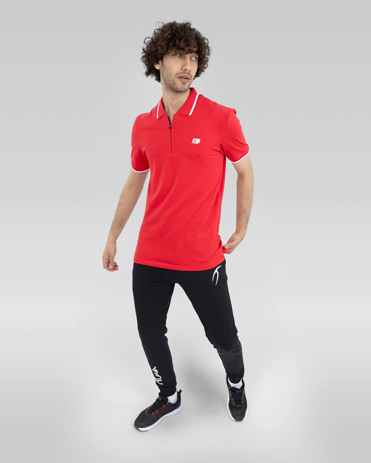Men's Red Polo Shirt-Atum -37074752