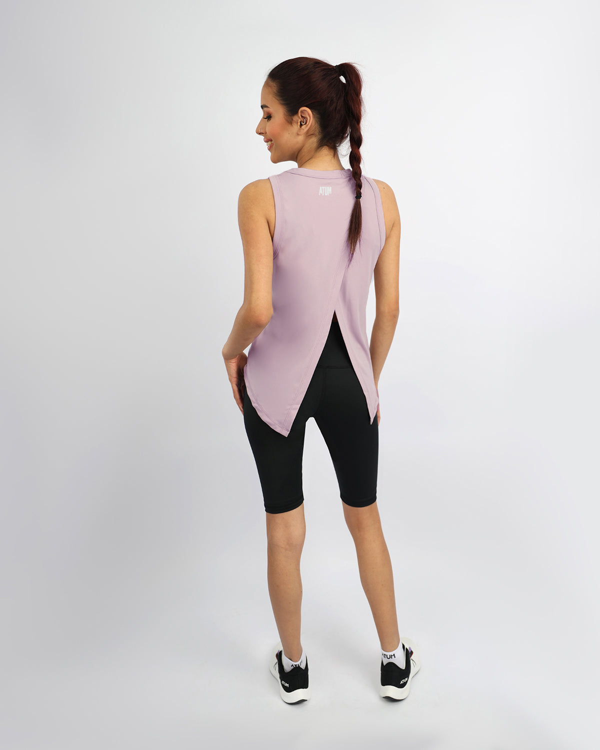 Women's Cross Back Gray Top-Atum -82865705