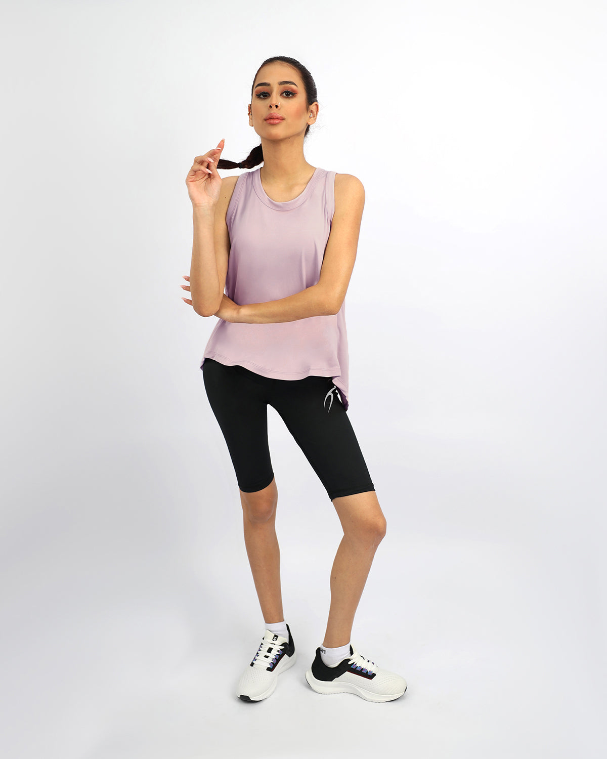 Women's Cross Back Gray Top-Atum -82275691