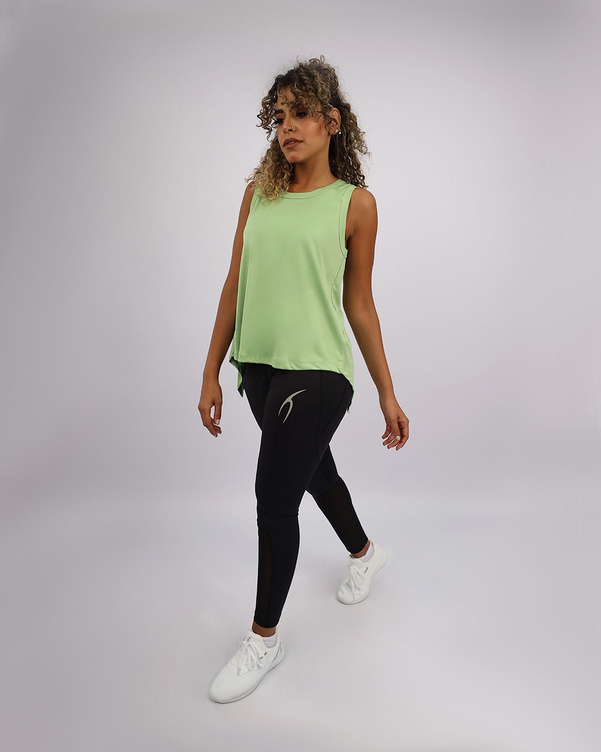 Women's Cross Back Green Top-Atum -97464764