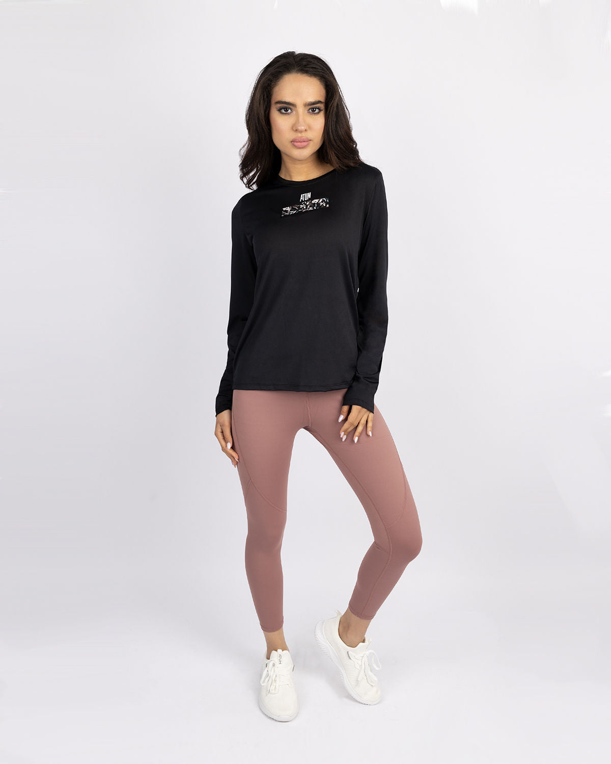 Crew Neck Women's Black T-Shirt-Atum -28590036