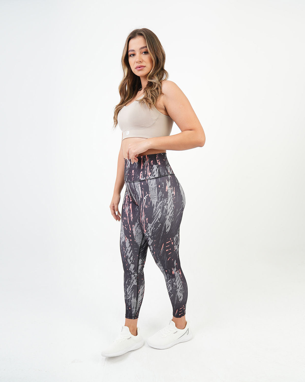 Marble Printed Gray Leggings-Atum -23493513