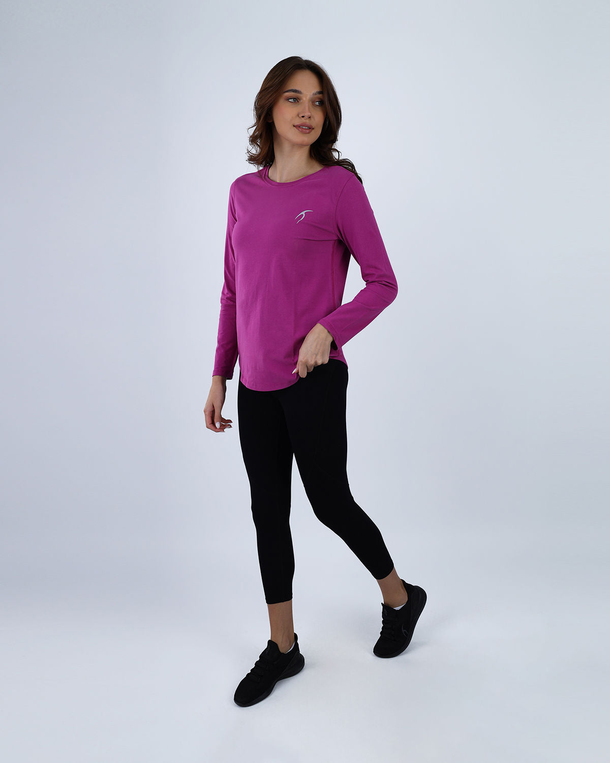 Basic Long Sleeve Dark Purple T-Shirt-Atum -67832082