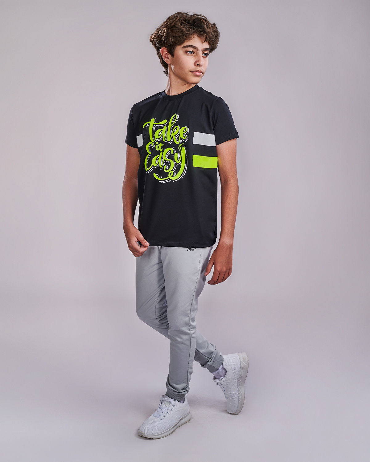 Boy's Basic Printed Black T-shirt