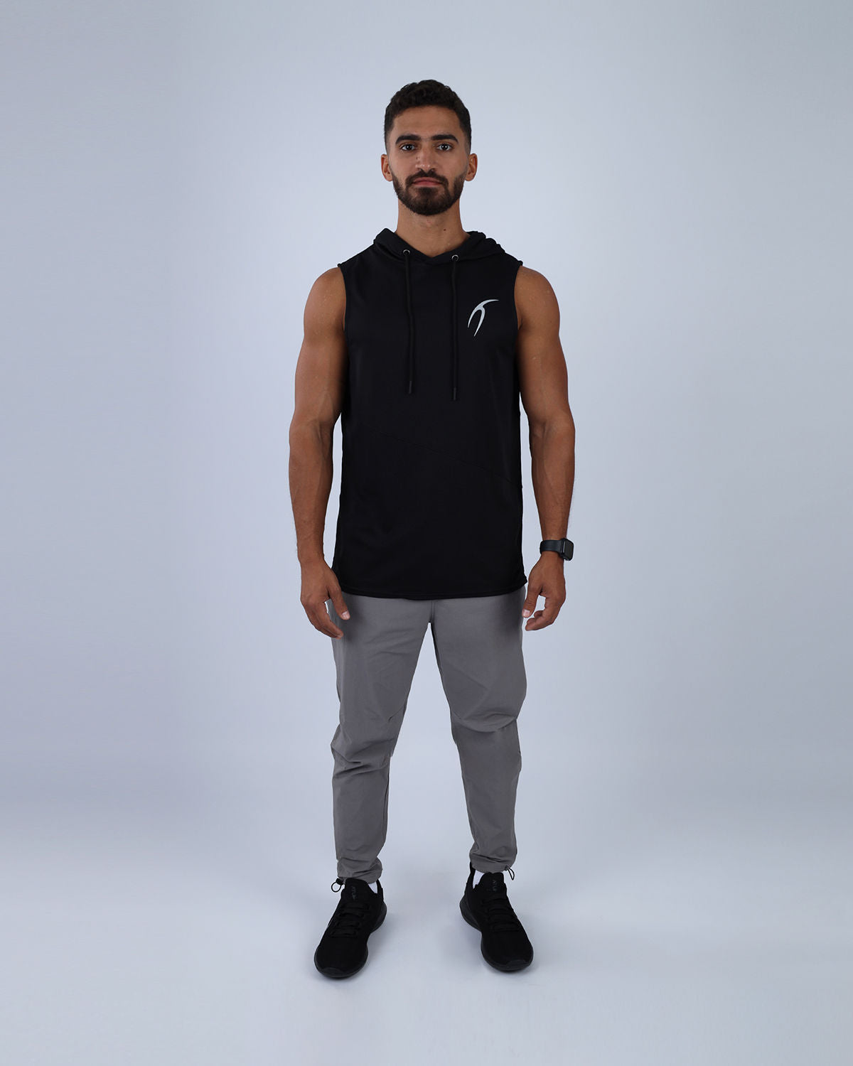 Sleeveless Breathable Black Hoodie-Atum -46777470
