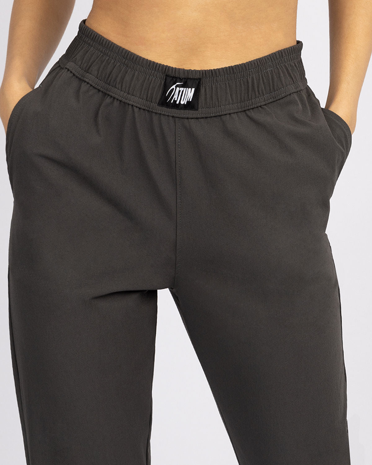Slit Zipper Gray Women's Pants-Atum -30150483