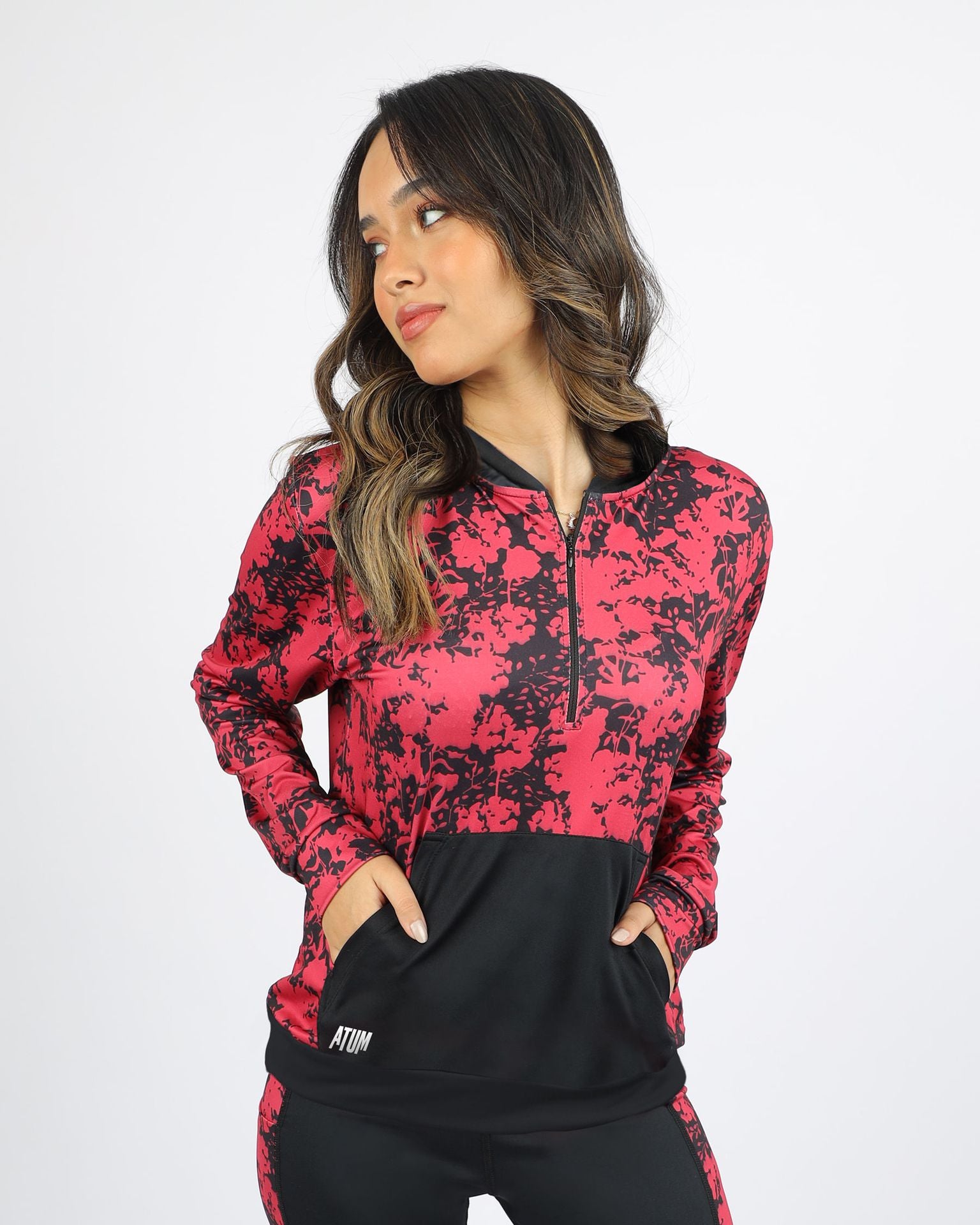Long Sleeves Women's Black Hoodie-Atum -65214994