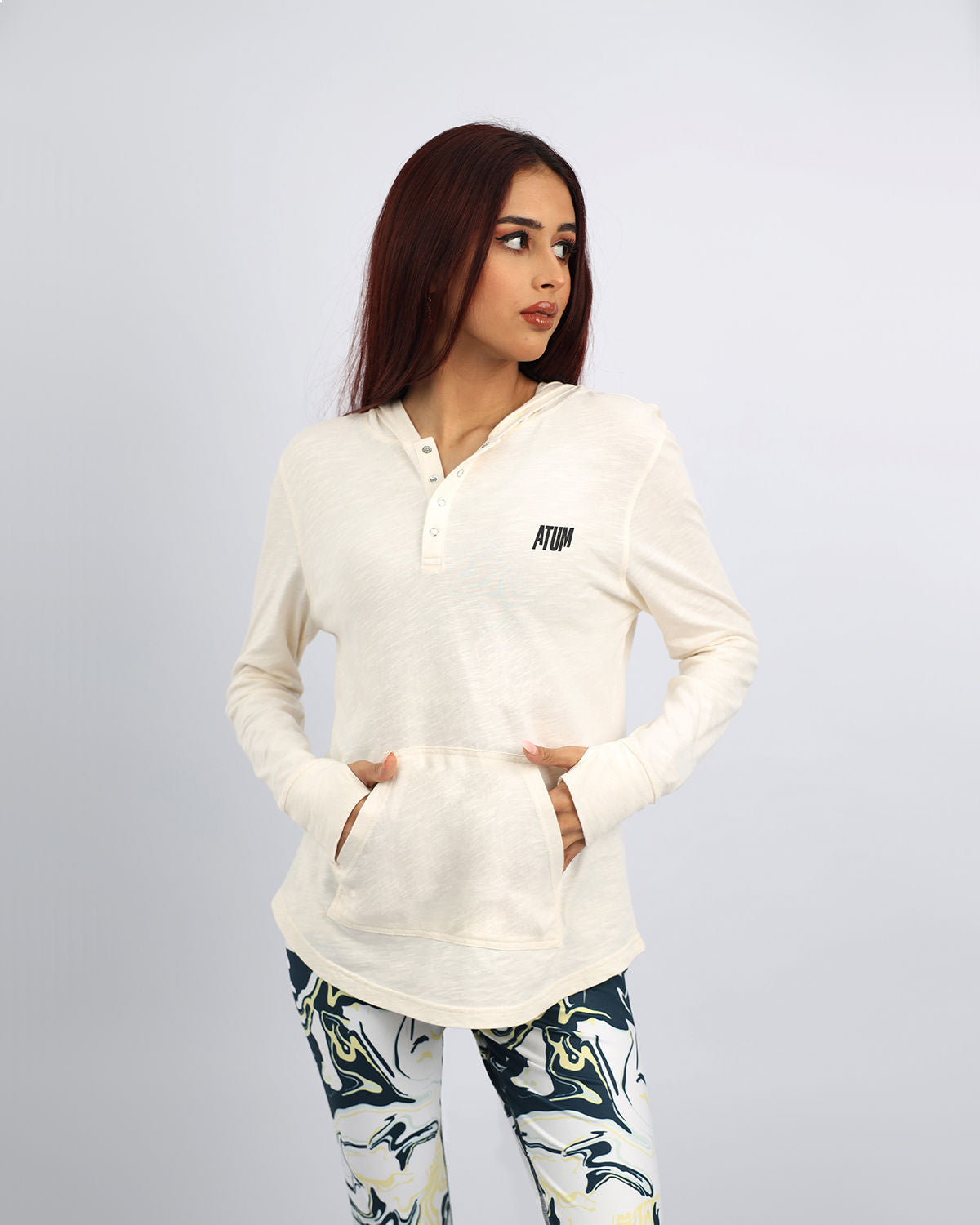 Women's Hooded White T-Shirt-Atum -77060902