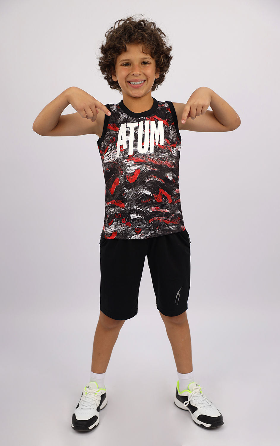 Boy's Printed Red Tank Top-Atum -92713586