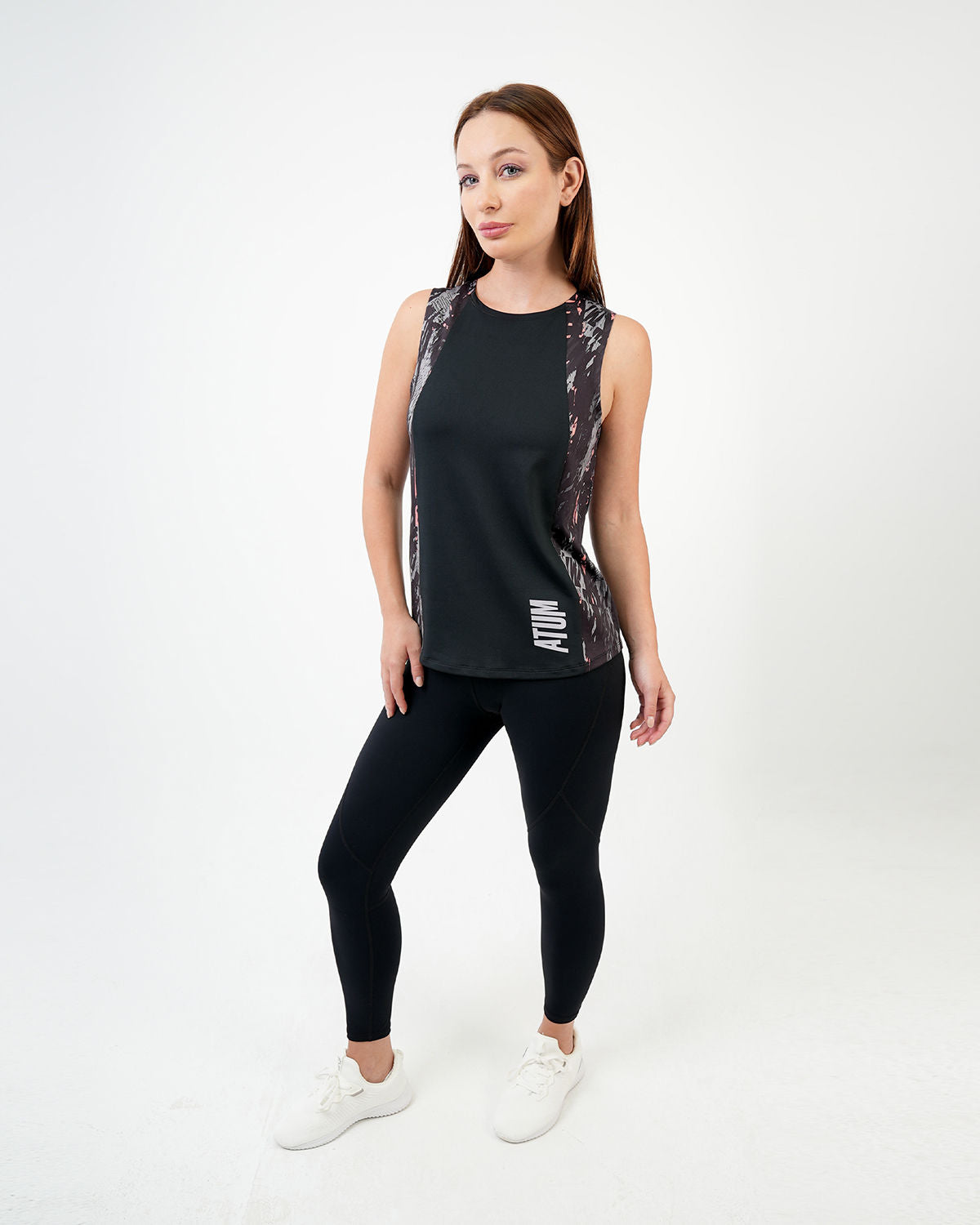 Marble Printed Black Tank Top-Atum -8758713