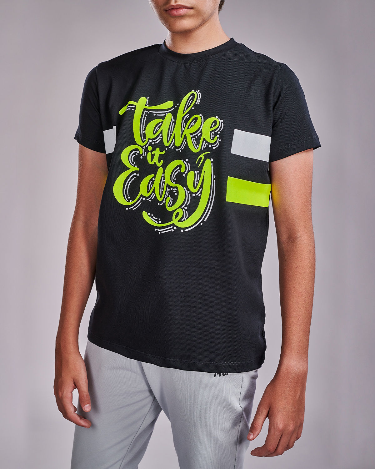 Boy's Basic Printed Black T-shirt