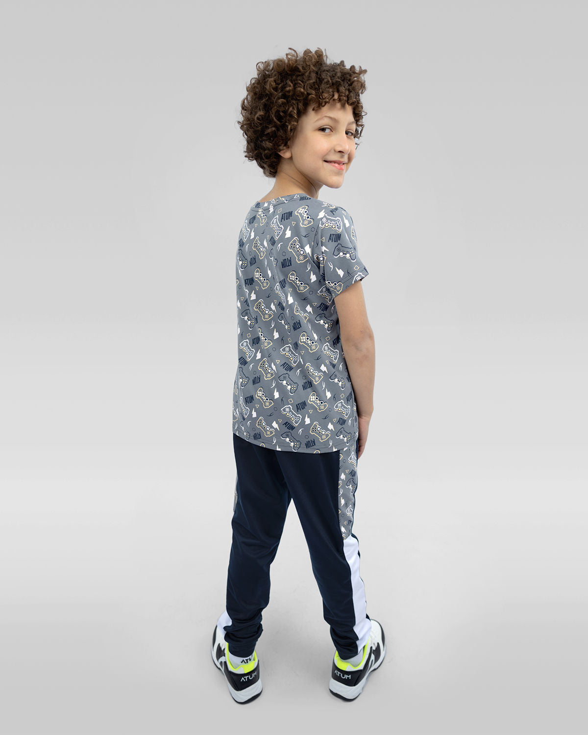 Boy's Graphic Navy Sweatpants-Atum -25054580