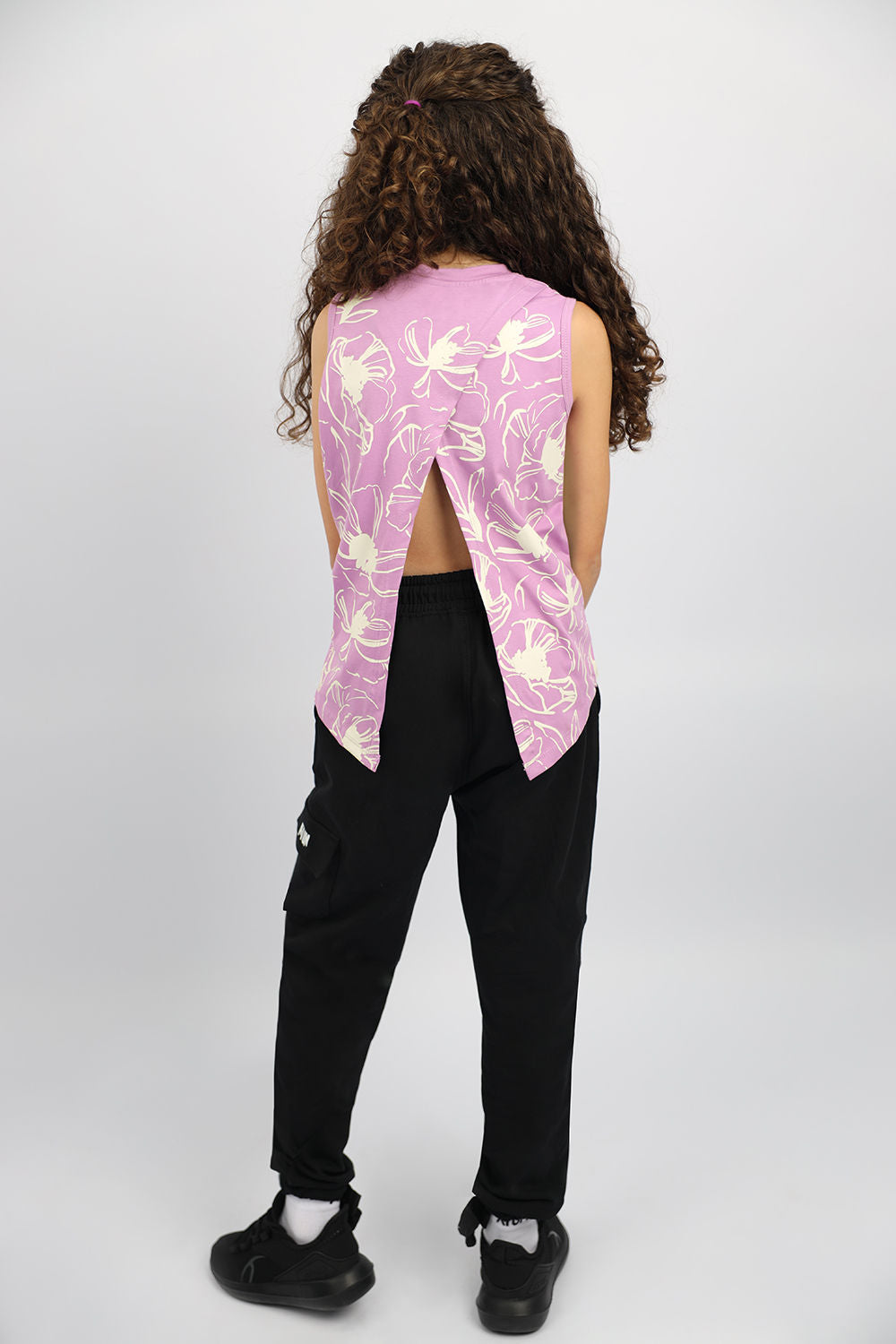 Girl's Flowery Violet Tank Top-Atum -61425451