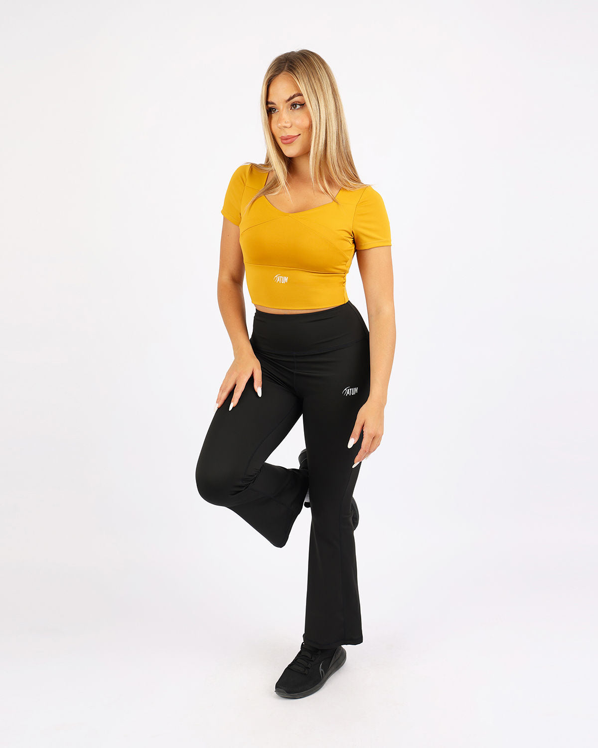 Wide Leg Yoga Black Leggings-Atum -9677395